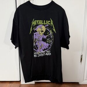 Metallica Graphic Tee - Black with Purple & Green Print